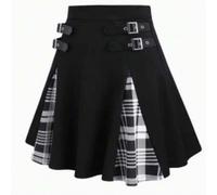 Neue Mode lässig dekorierter Rock, vielseitiger Hoher Taille Gothic Karomuster Mini Rock für Alltag, Büro, Outdoor, Festival, gestrickt aus Polyester