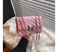 Neue Retro Mode geprägte Mini Quadrat Tasche, Schleife Metall Dekor, Klappe Öffnung, gewebter Metall- & Leder-Kettengurt, kleine Kapazität leicht mini