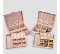 Neue Schmuckbox mit großer Kapazität und Schloss, Schmuckaufbewahrungsbox mit doppelter Lage und hoher Kapazität, Luxus-Schmuckorganizer-Box aus PU-Le