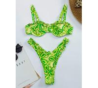 Neue Sexy Rüschen Rüschen Bikini Bügel Push Up Bademode Frauen Badeanzug Weiblichen Druck Bikini Set Badeanzüge Bademode Schwimmen