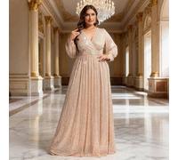 Neue Sommer Pailletten Tiefer V-Ausschnitt Hochzeit Damenkleider Wunderschöne elegante lange Damenkleider Schlank Hohe Taille Damen Abendkleider Große