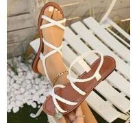 Neue stilvolle lässige Sandalen für Jugendliche/Studenten mit gekreuzten gewebten Riemen, geeignet für Strand, Outdoor, Campus, Lässig, erhältlich in