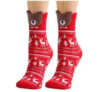Neue Weihnachtssocken Baumwolle Lustige Weihnachten Socken für Damen Frauen Christmas Socks mit Cartoon Mustern Bunte Weihnachtsstrümpfe für Geschenke Karneval