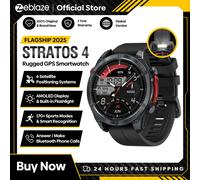 Neue Zeblaze Stratos 4 GPS-Smartwatch, 1,43 Zoll AMOLED-Display, integrierte Taschenlampe, Kompass, barometrischer Höhenmesser, 5-ATM-Smartwatch Abyss Black
