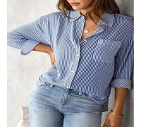 Neuer Herbst Strickjacke mit gestreiftem Muster, lässige Bluse mit Langarm für Damen