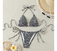 Neuer Hot Spring Split Badeanzug Damen Mode Leopard Punkt Plissee Bikini Heißer Verkauf Wilder Strand Hals Hängende Sexy Zweiteiler Hot Spring Party H