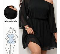 Neuer Sommerstil: Lässig und elegant für Party, Urlaub und Strand - braunes One-Shoulder-Kurz-Schal/Cape-Kleid - ein Herbst