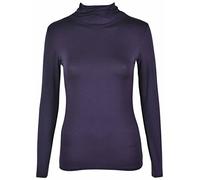 Neues Damen T-Shirt Geraffter Rollkragen Stretch Tailliert Langarm Übergröße Alltags T-Shirt - Lila, 48-50