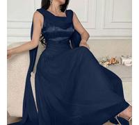 Neues Damenkleid mit Schal-Ausschnitt, Jacquard, ärmellos, Bindeband am Rücken, mittiger Reißverschluss, elegant, schlankmachend, taillenbetont, strec