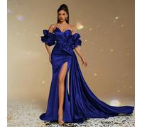 Neues elegantes blaues Abendkleid, Etui Off-Shoulder Volant, Schleife Satin, elegante Partykleider und Abendkleider für Damen, Ballkleider für Frauen,