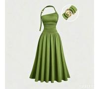 Neues elegantes Pendler-Spiral-Gold-Accessoire Tailliertes langes Kleid, Damen-Großgrößen-Kleid