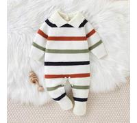 Neugeborenen Baby Pullover Jumpsuit, lässige Mode minimalistisch süß blau Umlegekragen Raglanärmel gestrickter Fuß-Jumpsuit, weich und bequem, geeigne