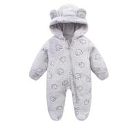 Neugeborenen Baby Schneeanzug Jungen Mädchen Plüsch Jumpsuit & Overall,Winter Dicker Warmer Niedlicher Bärohren Strampler Mit Kapuzen,Baby Flanell Plüsch Frontreißverschluss Romper 0-12 Monate