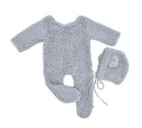 Neugeborenen Foto Requisiten, Berber Fleece Kostüm, Bärenohren Mütze, Strampler mit Babyfüßen, Foto Kleidung, Fotostudio Requisiten, 2 Stück, Neugeborenen Bär Fotografie Outfit, Baby Kostüm,