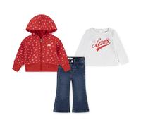 Neugeborenen-Geschenkset LEVI'S KIDS "LVG,PC FZ TEE,JEANS SET", Mädchen, Gr. 3M (62), weiß (blanc de blanc), Jersey, Obermaterial: 64% Baumwolle, 26% Polyester, 8% Viskose, 2% Elasthan. Sweatware: 60%