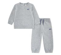 Neugeborenen-Geschenkset LEVI'S KIDS "LVN HOODIE,JOGGER SET", Jungen, Gr. 24M (92), grau heather, angeraute Sweatware, Obermaterial: 60% Baumwolle, 40% Polyester, unifarben, KOB Set-Artikel, mit klein