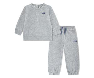 Neugeborenen-Geschenkset LEVI'S KIDS "LVN HOODIE,JOGGER SET", Kinder, Gr. 6M68, grau heather, angeraute Sweatware, Obermaterial: 60% Baumwolle, 40% Polyester, unifarben, KOB Set-Artikel, mit kleiner L
