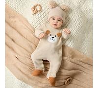 Neugeborenes Baby Jungen/Mädchen Cartoon Bär Muster Rundhals Langarm Jumpsuit Bär Baby Bär Outfit Neutral Neugeborenes Outfit Baby Jumpsuit Neutrale B