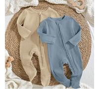 Neugeborenes Baby Jungen/Mädchen Set aus 2 Teilen: Solide farbiger gestrickter weicher Rundhals Langarm Jumpsuit Jumpsuit für Herbst und Winter