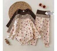 Neugeborenes Baby Mädchen 3er Set süße lässige elastische Strick Blumenmuster Langarm Herbst Strampler