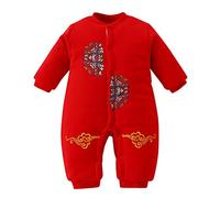 Neugeborenes Baby Unisex Frühlingsfest Baumwolle Druck Herbst Langarm Strampler Overall Kleidung Neujahr Outfits New Born Baby Girl (B, 18-24 Months)