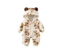 Neugeborenes Winter Fleece Overall Jungen Warm Outfits Mädchen Fleeceoverall Karikatur Jumpsuit Baby Kapuze Strampelanzug Neugeborenenenen Bär-Motiv Schneeanzug 3-24 Monate (3-6 Monate,Mandel)