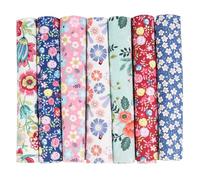 NEUJUS 7 Stück Baumwollstoff 50 x 50 cm Stoffpaket - Patchwork Stoffe Paket zum Nähen & Quilten, DIY Stoffreste Baumwollstoffe Meterware, Stoff Quadrate verschiedene Muster (7 Vintage-Blumenmuster)