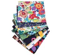 NEUJUS 7 Stück Baumwollstoff 50 x 50 cm Stoffpaket - Patchwork Stoffe Paket zum Nähen & Quilten, DIY Stoffreste Baumwollstoffe Meterware, Stoff Quadrate verschiedene Muster (7 Stück Pflanzenblumen)