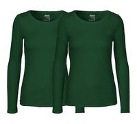 Neutral 2er-Pack Bio-Damen-Langarmshirt mit Rundhalsausschnitt, bottle green, Gr. S