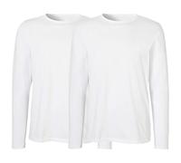 Neutral 2er-Pack Bio-Herren-Langarmshirt mit Rundhalsausschnitt, weiß, Gr. L