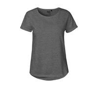Neutral Damen T-Shirt mit Roll-Up-Ärmeln – Bio-Fairtrade-Baumwolle, dunkel meliert L