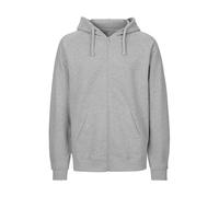 Neutral Bio-Unisex-Zip-Hoodie 'Tiger Cotton' mit gebürstetem Fleece, grey, Gr. XS