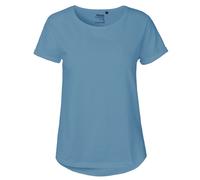 Neutral Damen T-Shirt mit umgeschlagenen ärmeln aus Bio-Fairtrade-Baumwolle - Dusty indigo | L