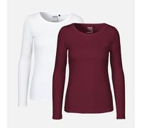 Neutral® Doppelpack Long Sleeve Shirt - Bio-Baumwolle Bordeaux / Weiss L