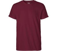 Neutral Herren-T-Shirt Roll-Up-Ärmel Bio-Fairtrade-Baumwolle Bordeaux Größe M