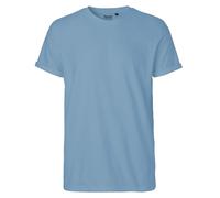 Neutral Herren T-Shirt mit umgeschlagenen ärmeln aus Bio-Fairtrade-Baumwolle - Dusty indigo | 3XL