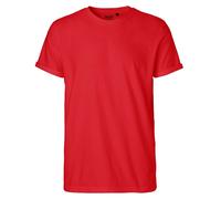 Neutral Herren T-Shirt mit umgeschlagenen ärmeln aus Bio-Fairtrade-Baumwolle - Rot | L