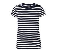 Neutral Ladies Fitted T-Shirt, Größe:S, Farbe:White - Navy (Striped)