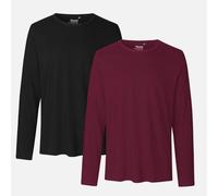 Neutral® Neutral Doppelpack Long Sleeve Shirt Herren - Bio-Baumwolle Schwarz / Bordeaux S