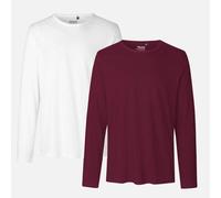 Neutral® Neutral Doppelpack Long Sleeve Shirt Herren - Bio-Baumwolle Weiss / Bordeaux XXL