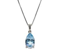 Never Say Never Wunderschöne Halskette aus 18-karätigem Weißgold mit einem blauen Topas von 3,65 Karat, außergewöhnlicher Farbe und Glanz, mit 45 cm langer Venezianerkette aus 18-karätigem Gold, Gold,