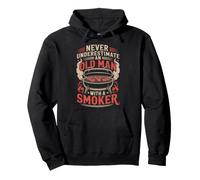 Never Underestimate An Old Man with A Smoker Funny Pitmaster Pullover Hoodie