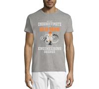 Never Underestimate an Old Man with an Engineering Degree Crewneck Cotton Men's T-Shirt Gray, grau, L