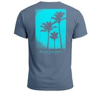 Neverless® Backprint T-Shirt Herren Palmen Fotoprint Vintage Retro Aufdruck Streetwear Männer Fashion Sommer Denim-Blue-blau L