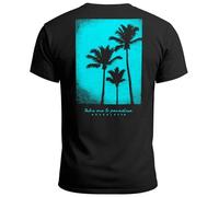 Neverless® Backprint T-Shirt Herren Palmen Fotoprint Vintage Retro Aufdruck Streetwear Männer Fashion Sommer Schwarz-blau L