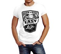 Neverless Biker Herren T-Shirt Easy Rider - Born to Ride Slim Fit weiß L