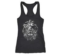 Neverless Cooles Damen Tank-Top mit großem Löwen Aufdruck Schwarz S