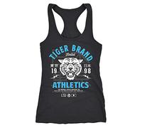 Neverless Cooles Damen Tank-Top Tiger Brand Tokyo Supply Japan Athletic Sport Muskelshirt Muscle Shirt Schwarz-Tuerkis XXL