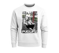 Neverless Cooles Herren Sweatshirt mit Pug Life Print, Hund in Schaukel, Weiss L