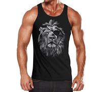 Neverless Cooles Herren Tank-Top mit großem Löwen Aufdruck Lion Eye Patch Schwarz L